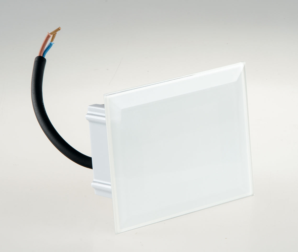 Oprawa schodowa do montażu w puszce instalacyjnej 503 (brak w zestawie) z kloszem z białego szkła hartowanego LED CCT 3W 440LM SLAB